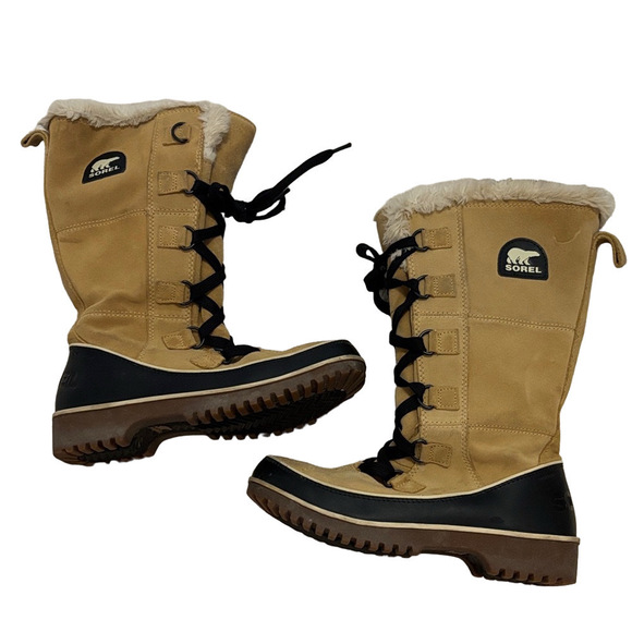 Sorel tivloli 2 Tan and Black Winter Rain Boots SZ 7 - Picture 5 of 14